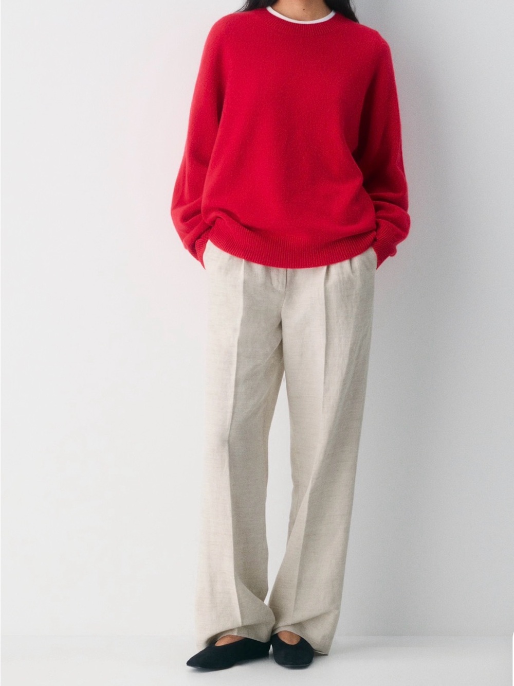 Aritzia Beige Wide-Leg Trousers